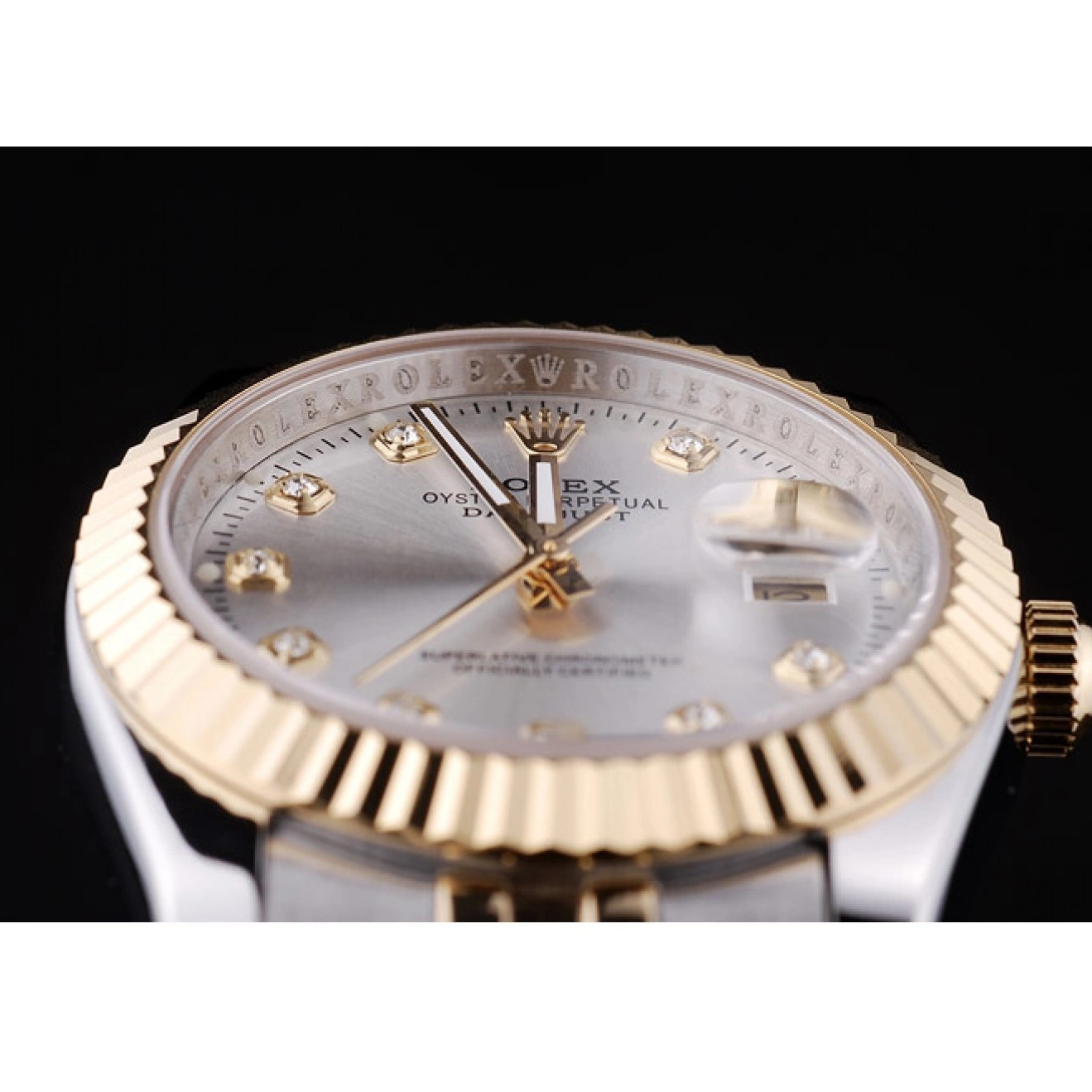MiroTime 0724 Rolex Datejust Silver Dial Diamonds Ribbed Bezel 7454